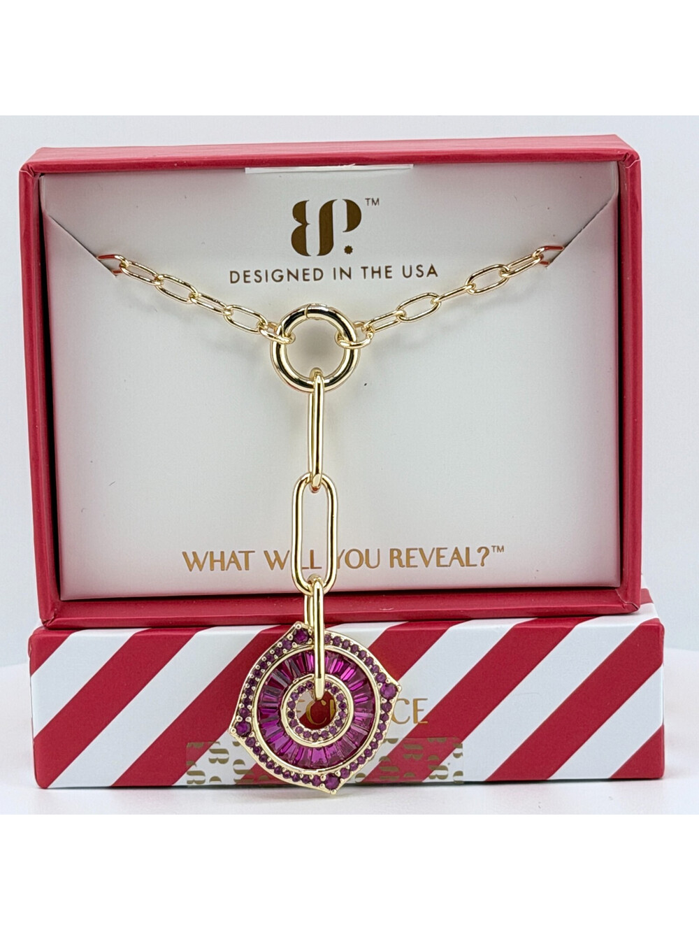 Bomb Party July "The Bianca Necklace" Lab Created Ruby on Yellow Gold NK46854